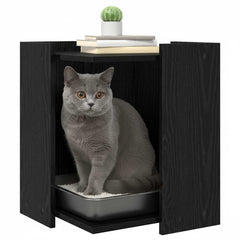 vidaXL Cat Litter Box Enclosure Black Oak 42 x 42 x 51 cm 3