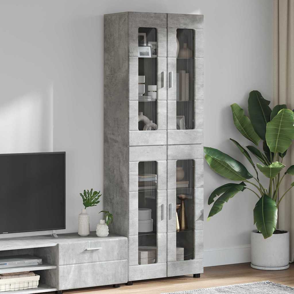 vidaXL Highboard FLORIN 60 x 35 x 182 cm Concrete Grey Engineered Wood 1