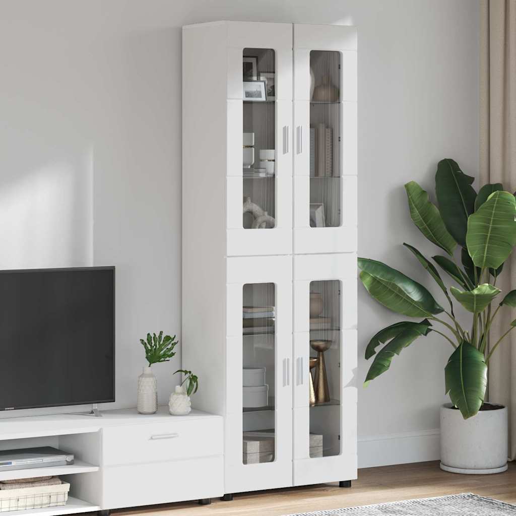 vidaXL Highboard FLORIN 60 x 35 x 182 cm High Gloss White 1