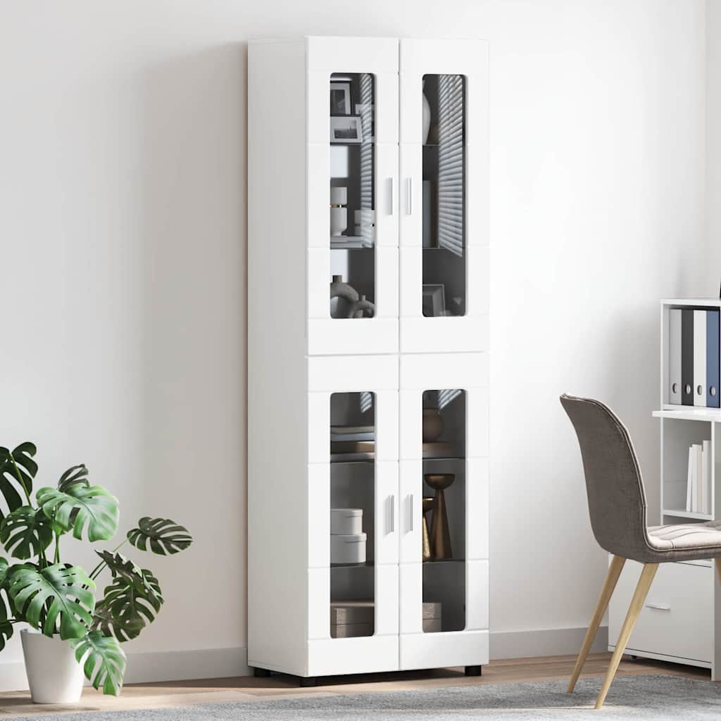 vidaXL Highboard FLORIN 60 x 35 x 182 cm High Gloss White 4