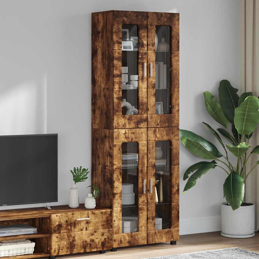 vidaXL Highboard FLORIN 60 x 35 x 182 cm Smoked Oak Engineered Wood 1