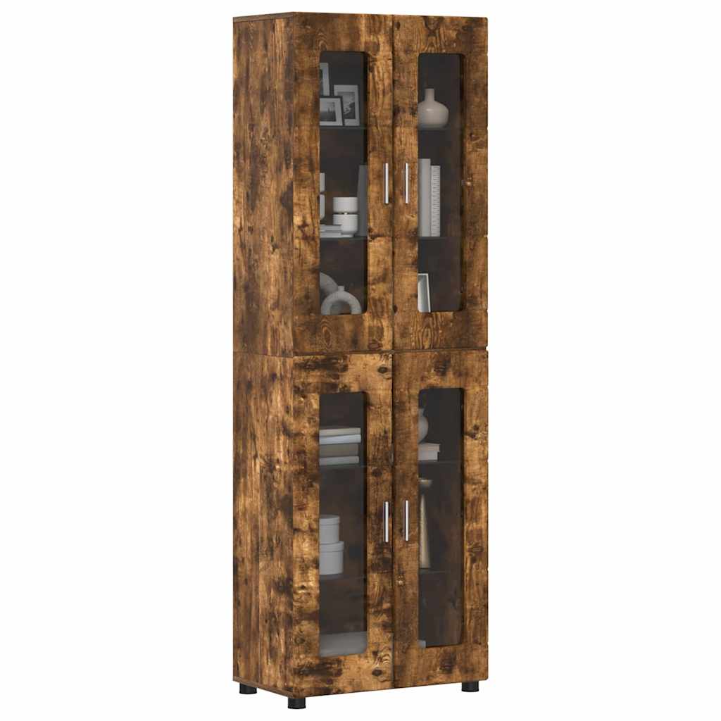 vidaXL Highboard FLORIN 60 x 35 x 182 cm Smoked Oak Engineered Wood 3