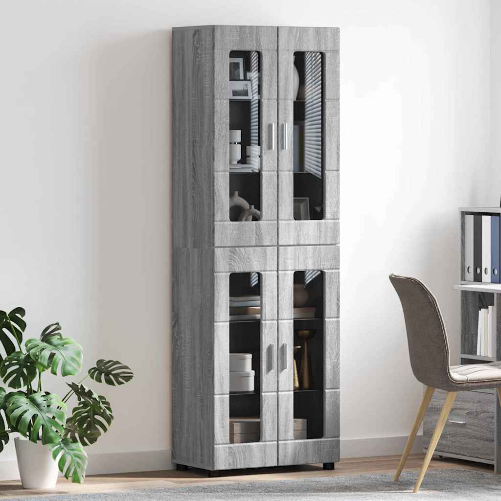 vidaXL Highboard FLORIN 60 x 35 x 182 cm Grey Sonoma Engineered Wood 4