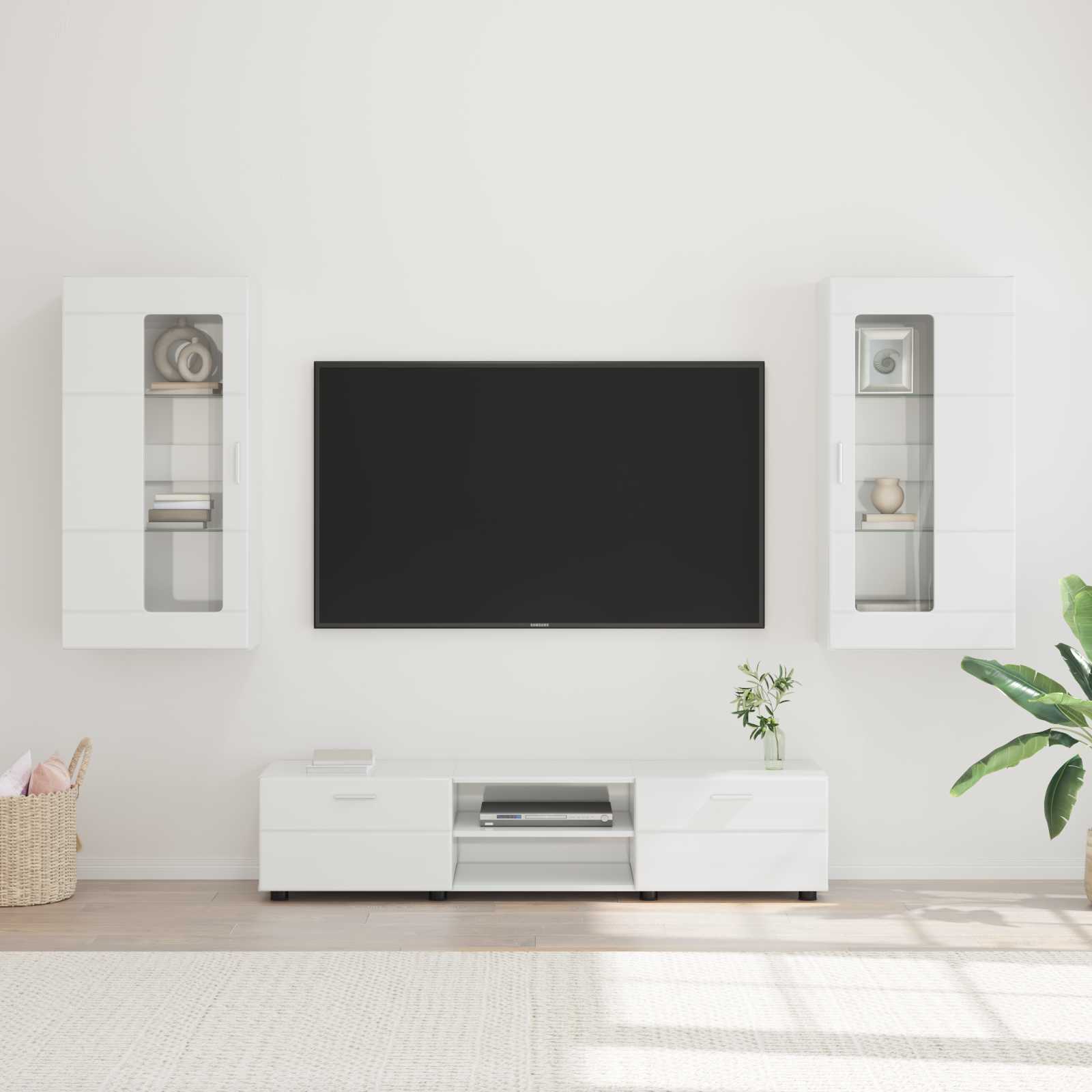 vidaXL TV Cabinet Set FLORIN 3 pcs High Gloss White Engineered Wood 1