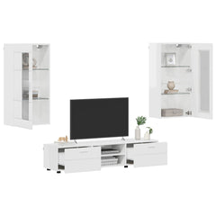 TV Cabinet Set FLORIN 3 pcs 150 x 39 x 30 cm High gloss white Wall cabinet +TV cabinet with 2 drawers