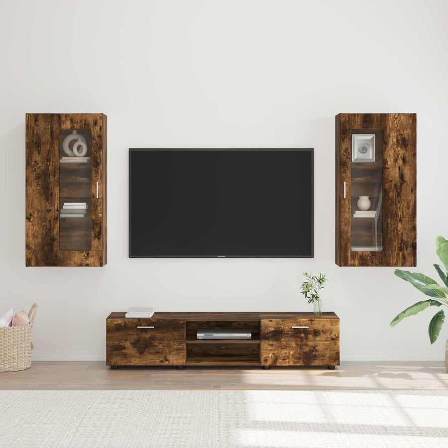 vidaXL TV Cabinet Set FLORIN 3 pcs Smoked Oak Engineered Wood 1