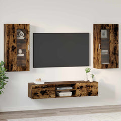 vidaXL TV Cabinet Set FLORIN 3 pcs Smoked Oak Engineered Wood 4