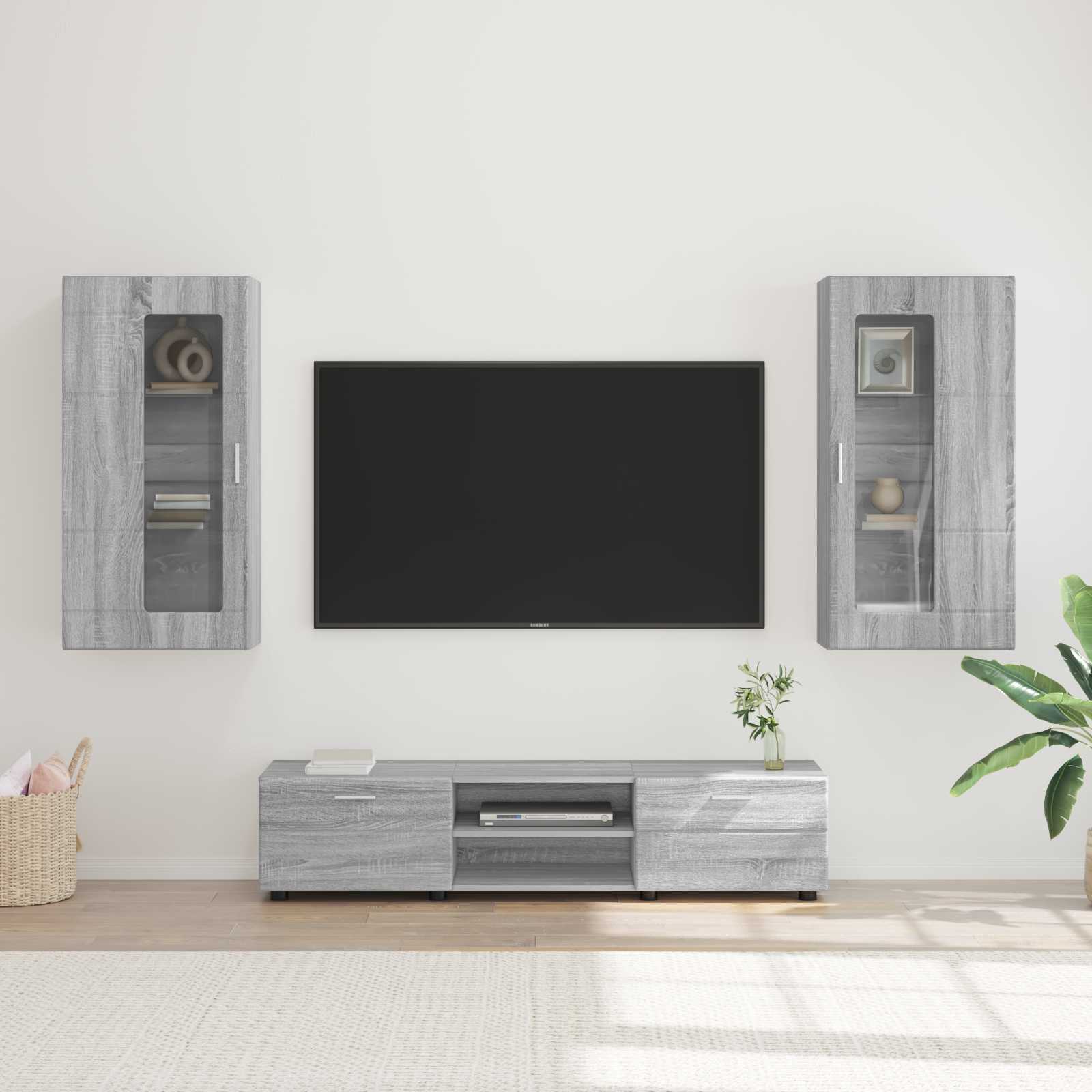 vidaXL TV Cabinet Set FLORIN 3 pcs Grey Sonoma Engineered Wood 1