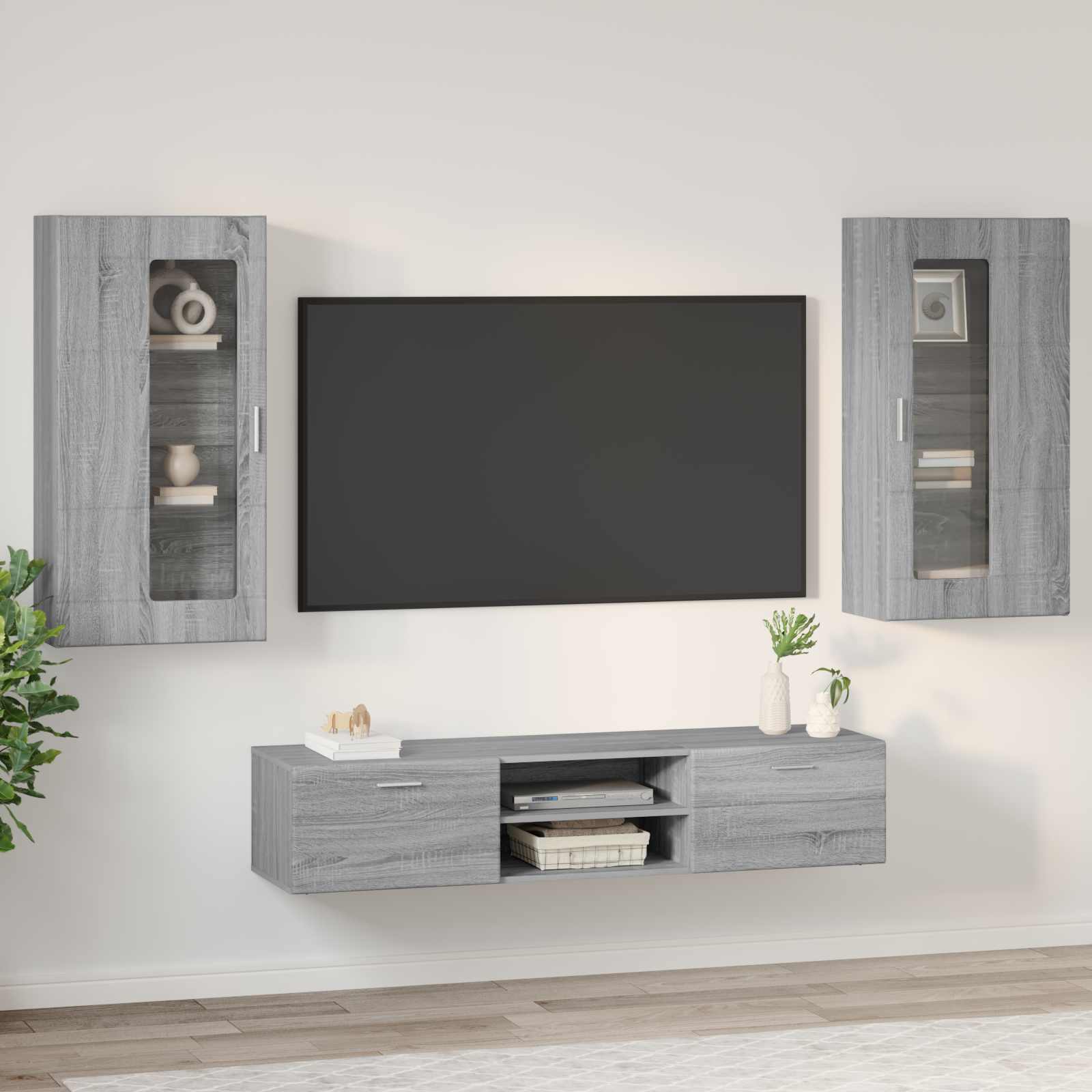 vidaXL TV Cabinet Set FLORIN 3 pcs Grey Sonoma Engineered Wood 4