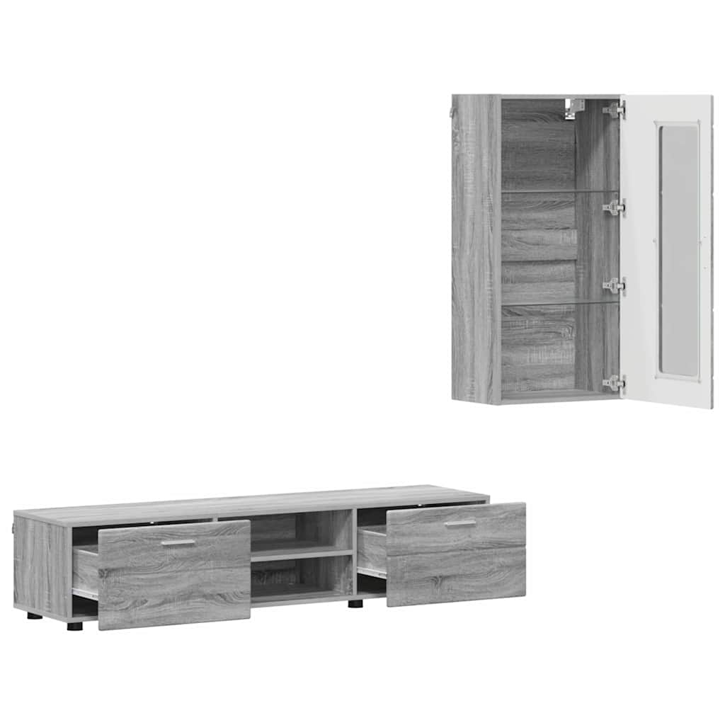 vidaXL TV Cabinet Set FLORIN 3 pcs Grey Sonoma Engineered Wood 5