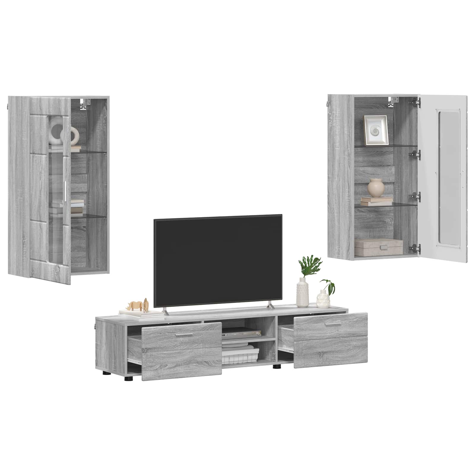 vidaXL TV Cabinet Set FLORIN 3 pcs Grey Sonoma Engineered Wood 3