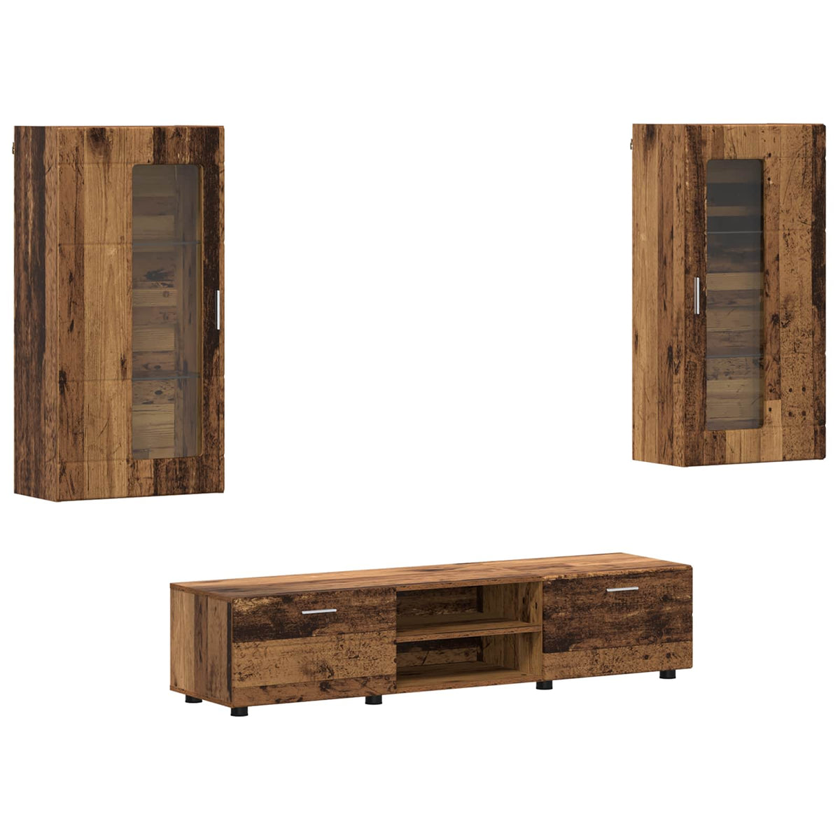 vidaXL TV Cabinet Set FLORIN 3 pcs Old Wood Engineered Wood 2