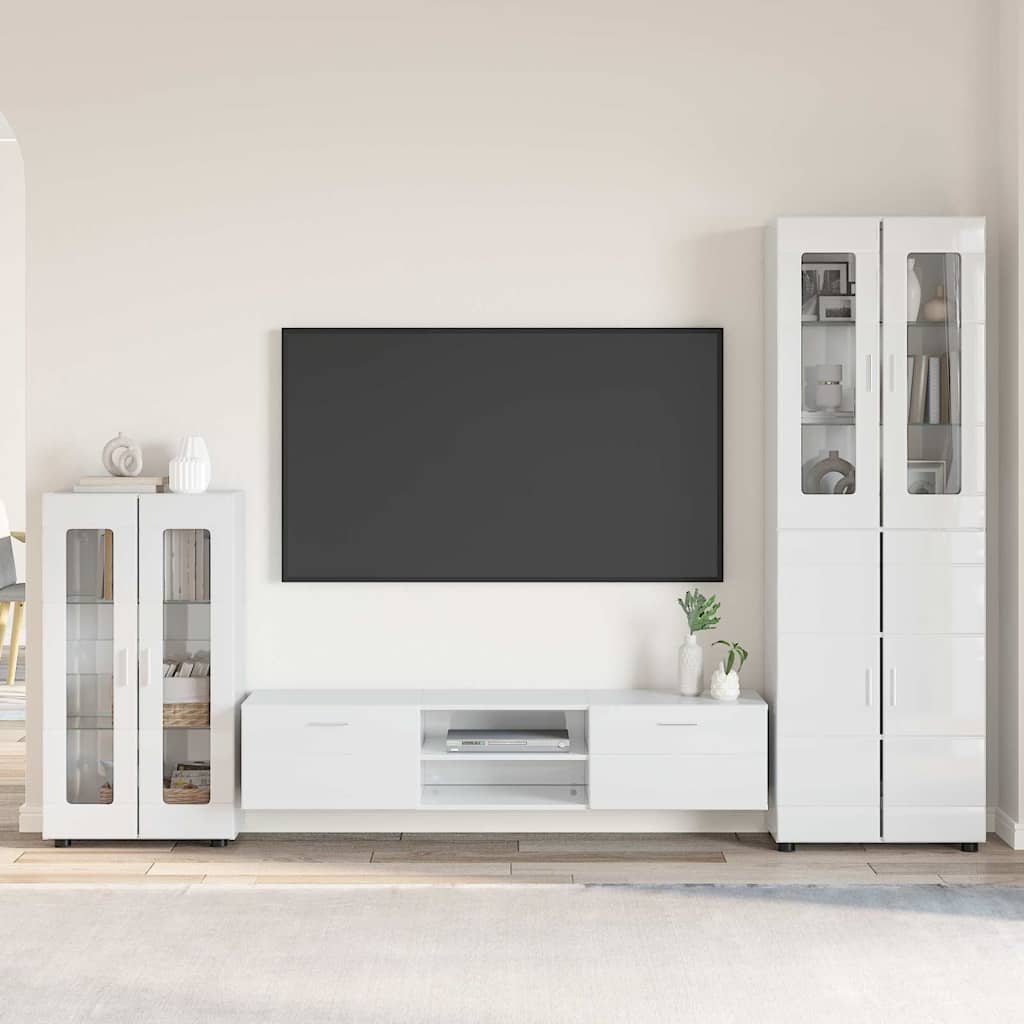 vidaXL TV Cabinet Set FLORIN 3 pcs 150 x 39 x 30 cm High Gloss White