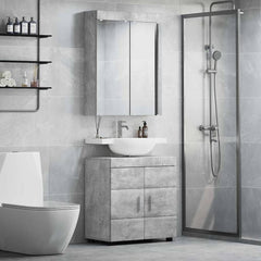 Bathroom Furniture Set TULUM 2 pcs 60 x 34 x 63 cm Sink Base +mirror Cabinet Concrete grey