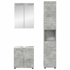 Bathroom Furniture Set TULUM 3 pcs 60 x 34 x 63 cm Sink Base +mirror Cabinet +tall Cabinet Concrete grey