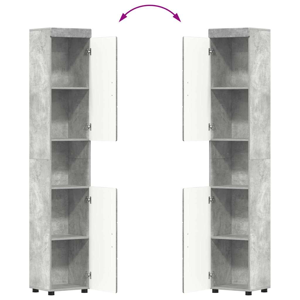 Bathroom Furniture Set TULUM 3 pcs 60 x 34 x 63 cm Sink Base +mirror Cabinet +tall Cabinet Concrete grey
