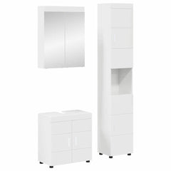 Bathroom Furniture Set TULUM 3 pcs 60 x 34 x 63 cm Sink Base +mirror Cabinet +tall Cabinet High gloss white
