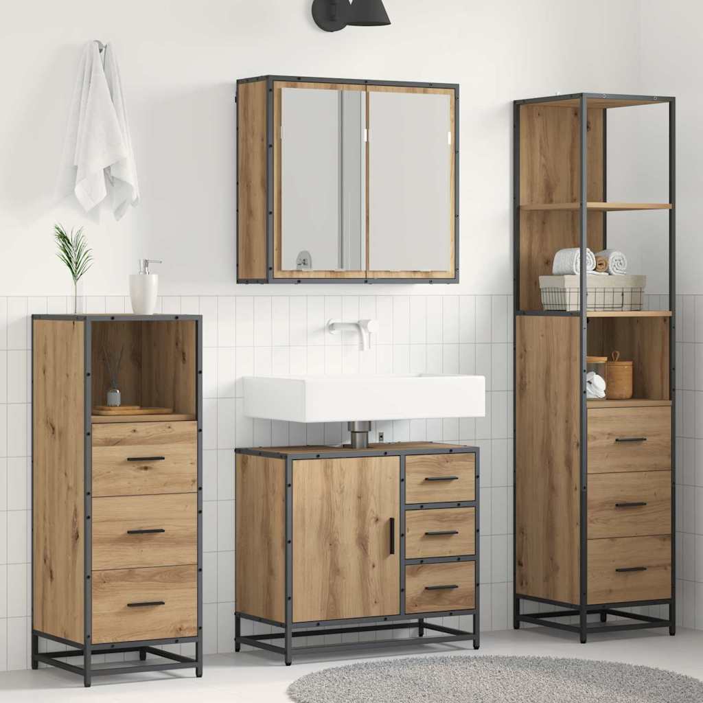 Bathroom Furniture Set 4 pcs Engineered Wood Artisan oak