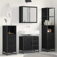 Bathroom Furniture Set 4 pcs Engineered Wood Black oak