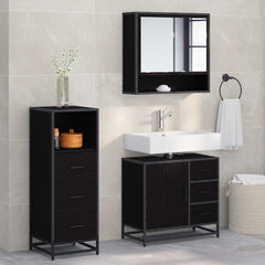 Bathroom Furniture Set 3 pcs Engineered Wood Black oak