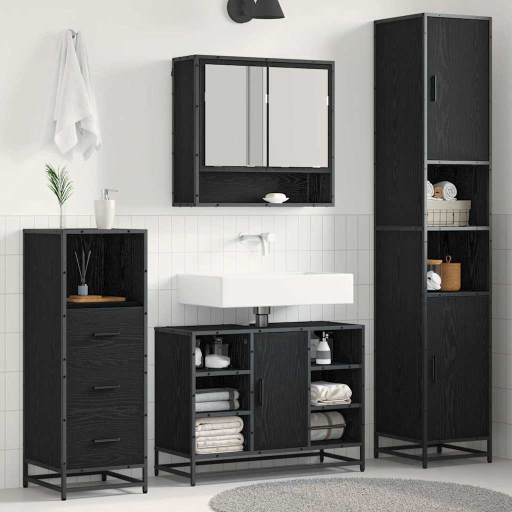 Bathroom Furniture Set 3 pcs 35 x 37.5 x 188.5 cm Black oak