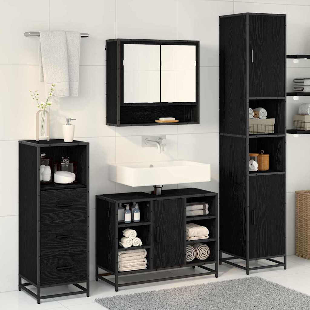 Bathroom Furniture Set 3 pcs 35 x 37.5 x 188.5 cm Black oak