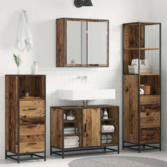 Bathroom Furniture Set 4 pcs Engineered Wood Old wood