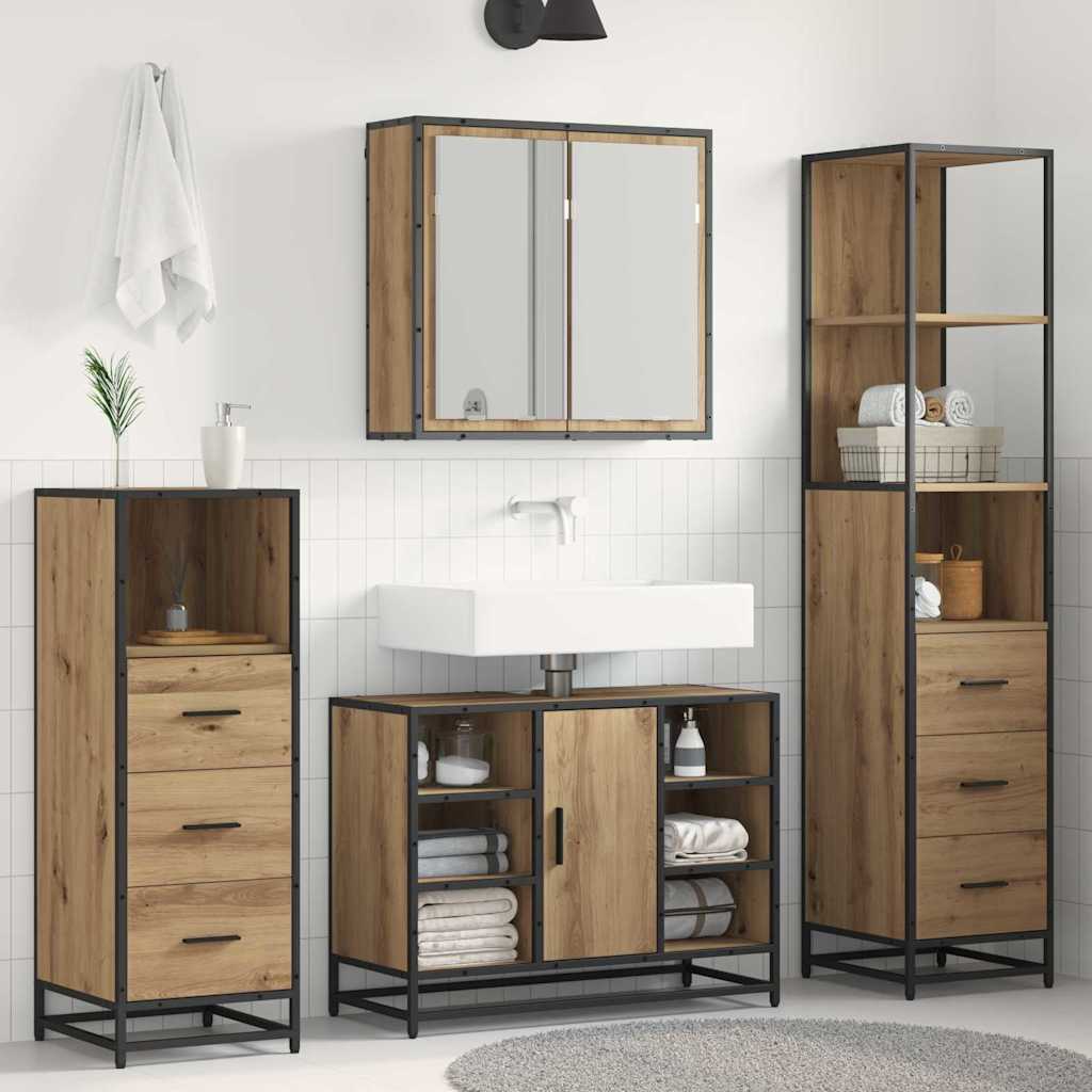 Bathroom Furniture Set 4 pcs Engineered Wood Artisan oak