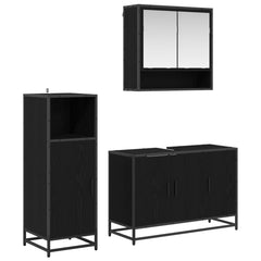3 Piece Bathroom Furniture Set Engineered Wood Black oak