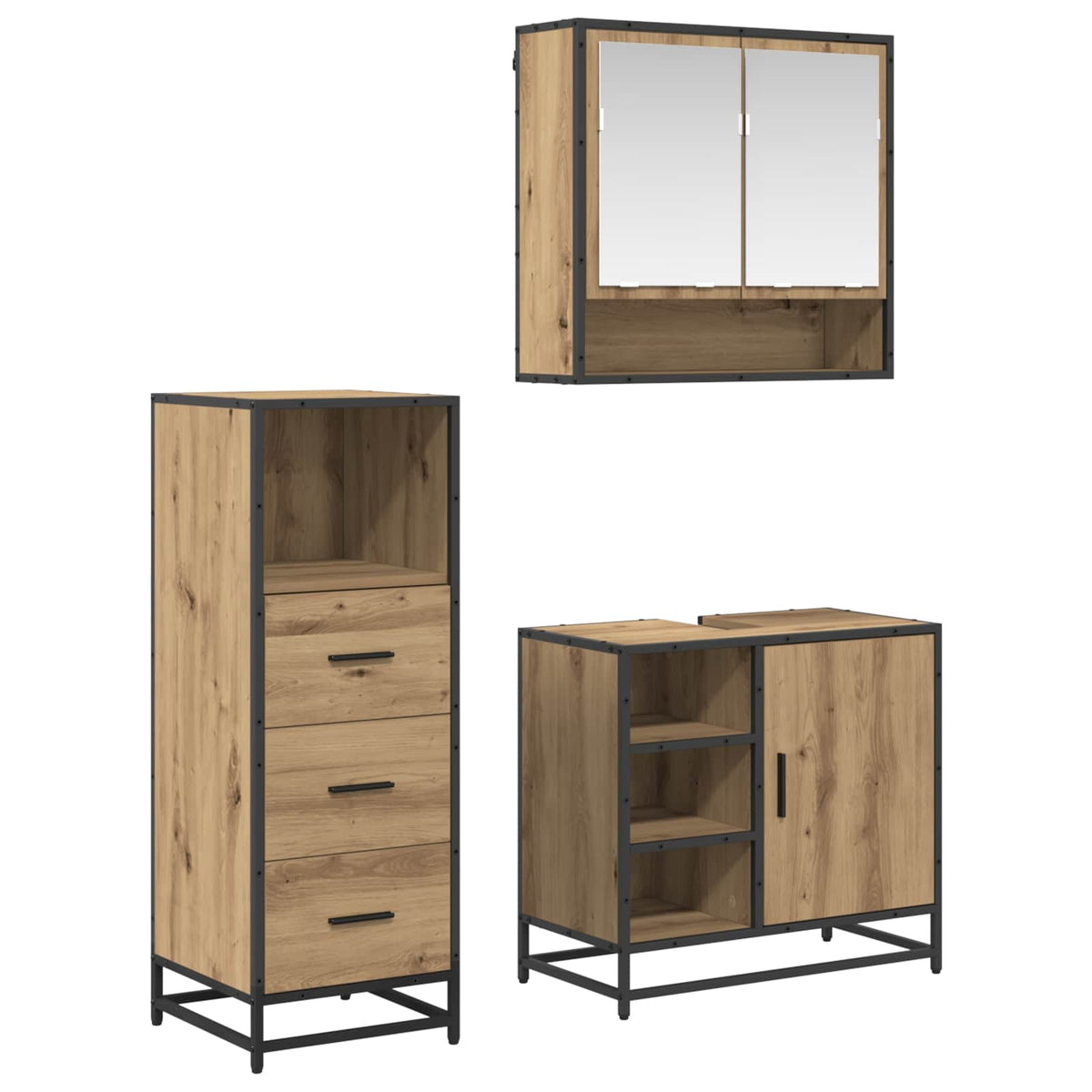 Bathroom Furniture Set 3 pcs Engineered Wood Artisan oak