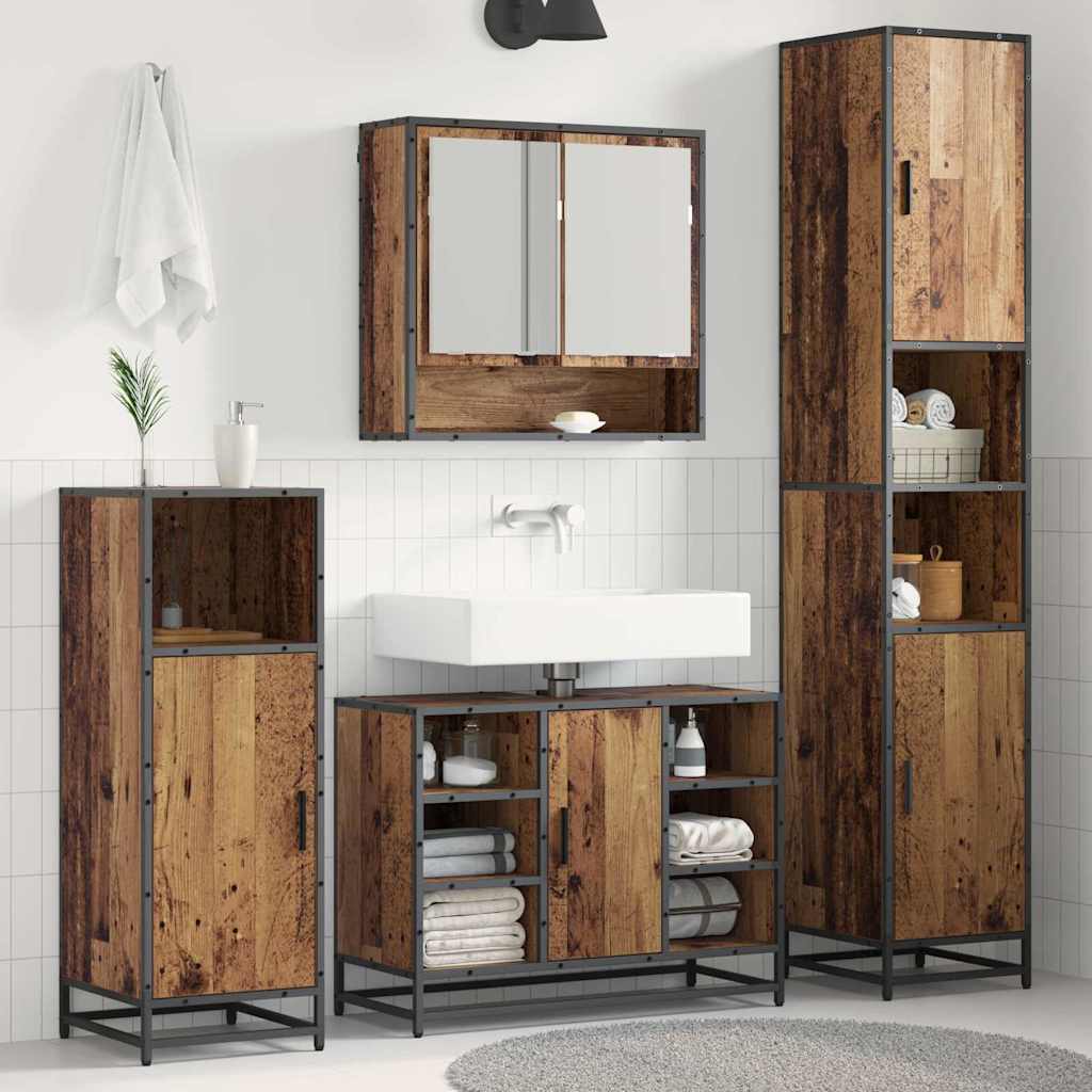 Bathroom Furniture Set 3 pcs 35 x 37.5 x 188.5 cm Old wood