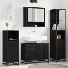 Bathroom Furniture Set 3 pcs Engineered Wood Black oak