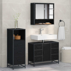 Bathroom Furniture Set 3 pcs Engineered Wood Black oak