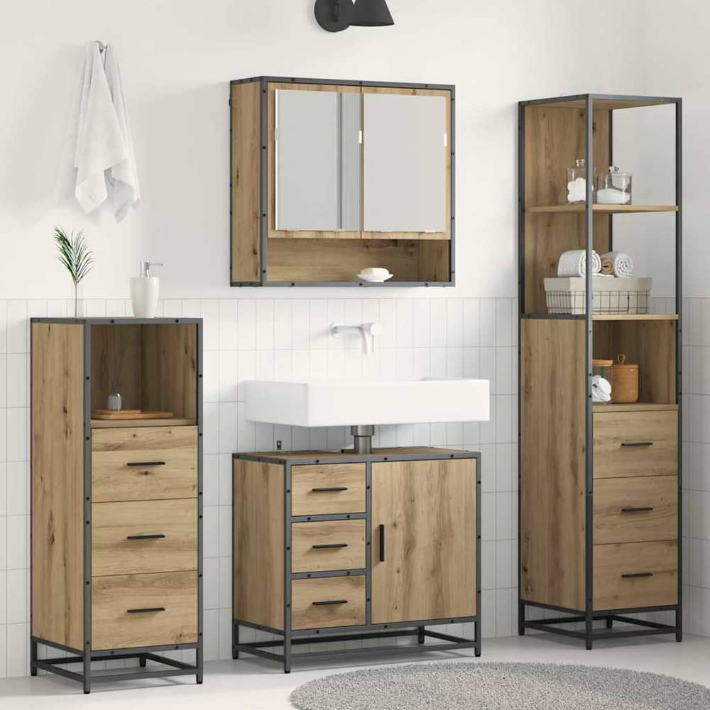 Bathroom Furniture Set 4 pcs Engineered Wood Artisan oak