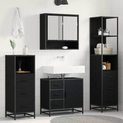 Bathroom Furniture Set 4 pcs Engineered Wood Black oak