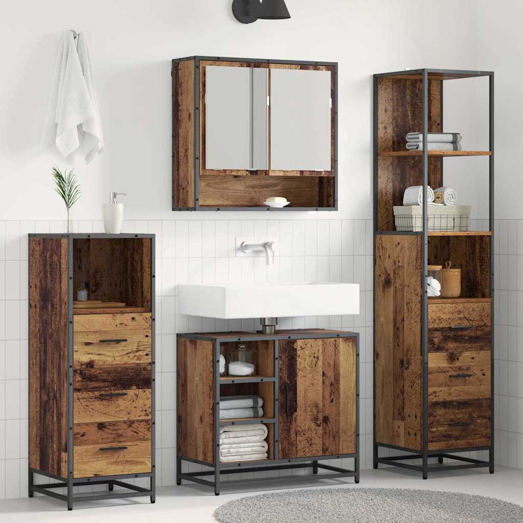 Bathroom Furniture Set 3 pcs Engineered Wood Old wood