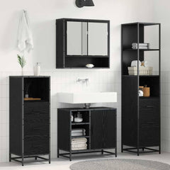 Bathroom Furniture Set 3 pcs Engineered Wood Black oak