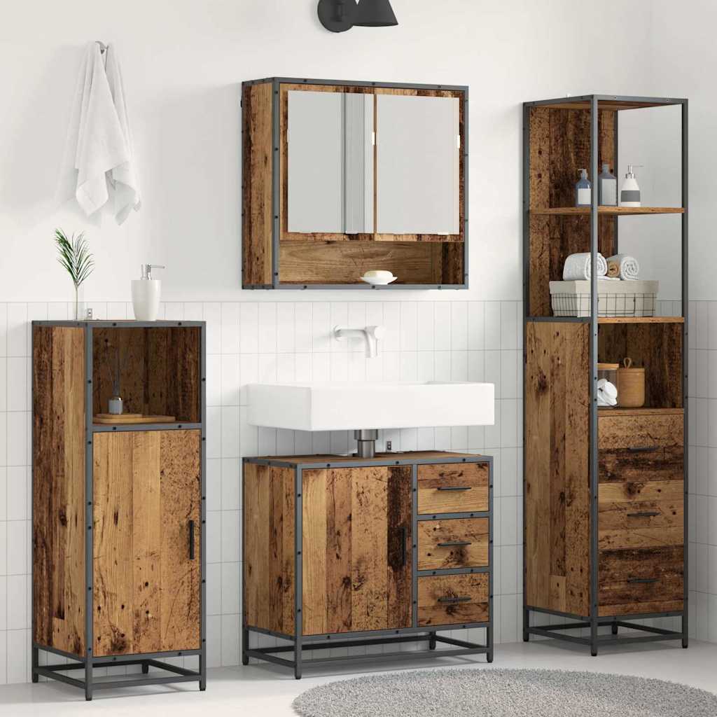 Bathroom Furniture Set 3 pcs Engineered Wood Old wood