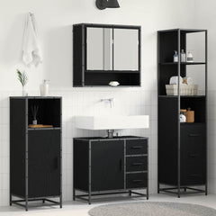 Bathroom Furniture Set 3 pcs Engineered Wood Black oak