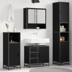 Bathroom Furniture Set 3 pcs Engineered Wood Black oak