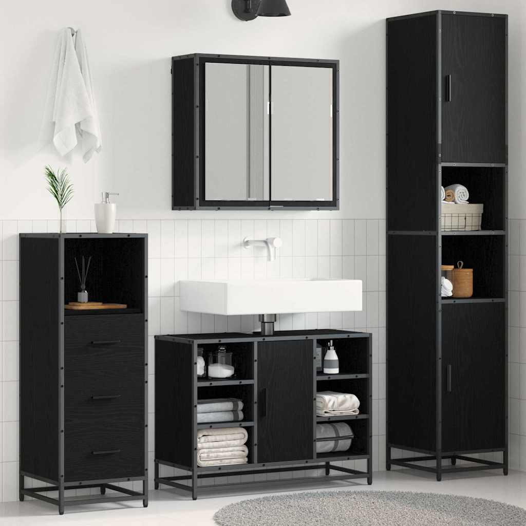 Bathroom Furniture Set 3 pcs 80 x 33 x 60 cm Black oak