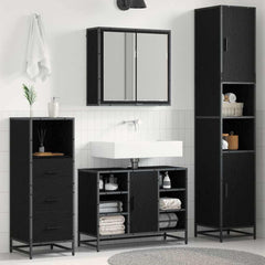 Bathroom Furniture Set 3 pcs 80 x 33 x 60 cm Black oak