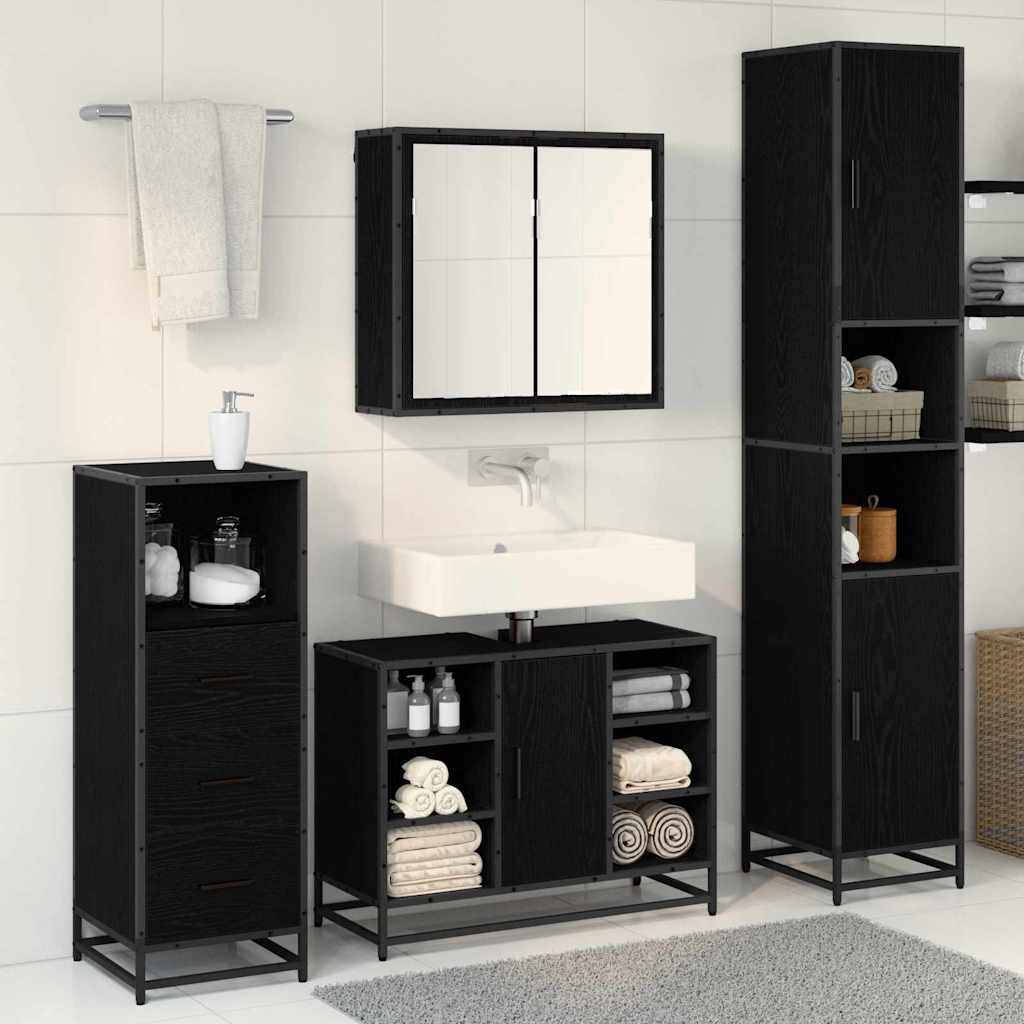 Bathroom Furniture Set 3 pcs 80 x 33 x 60 cm Black oak