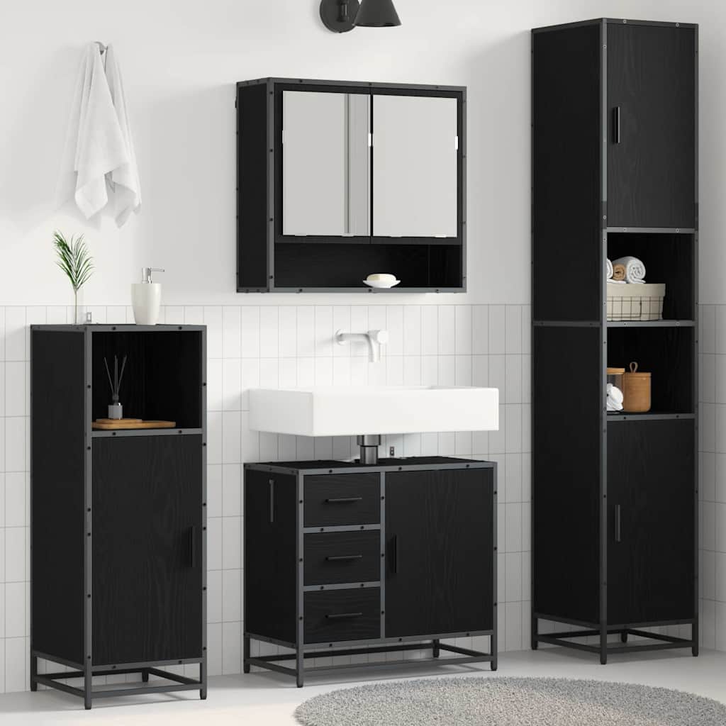 Bathroom Furniture Set 3 pcs 35 x 37.5 x 188.5 cm Black oak