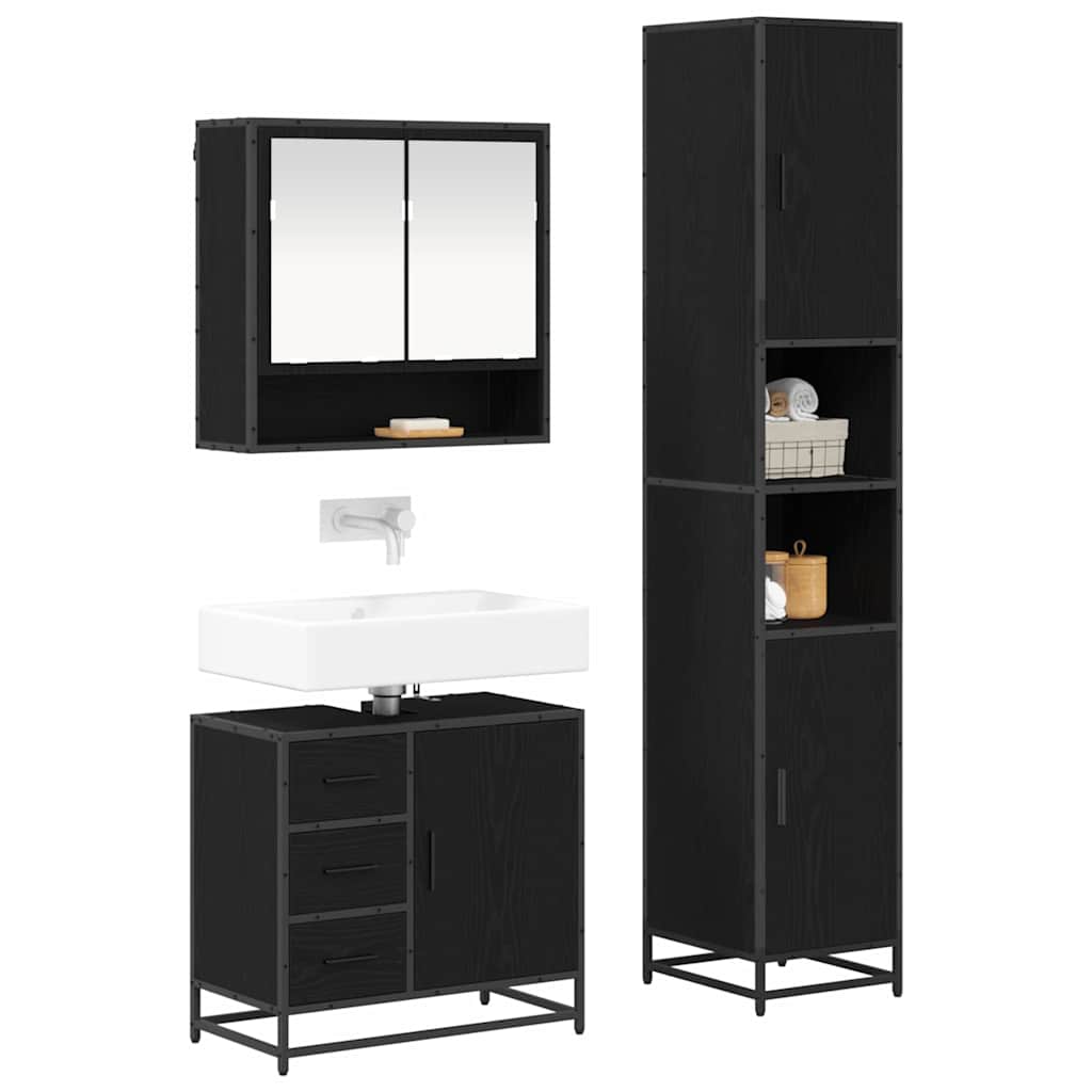 Bathroom Furniture Set 3 pcs 35 x 37.5 x 188.5 cm Black oak
