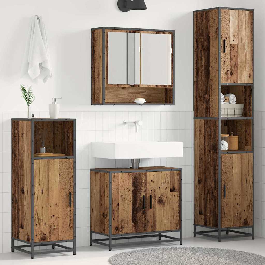 3 Piece Bathroom Furniture Set Engineered Wood Old wood