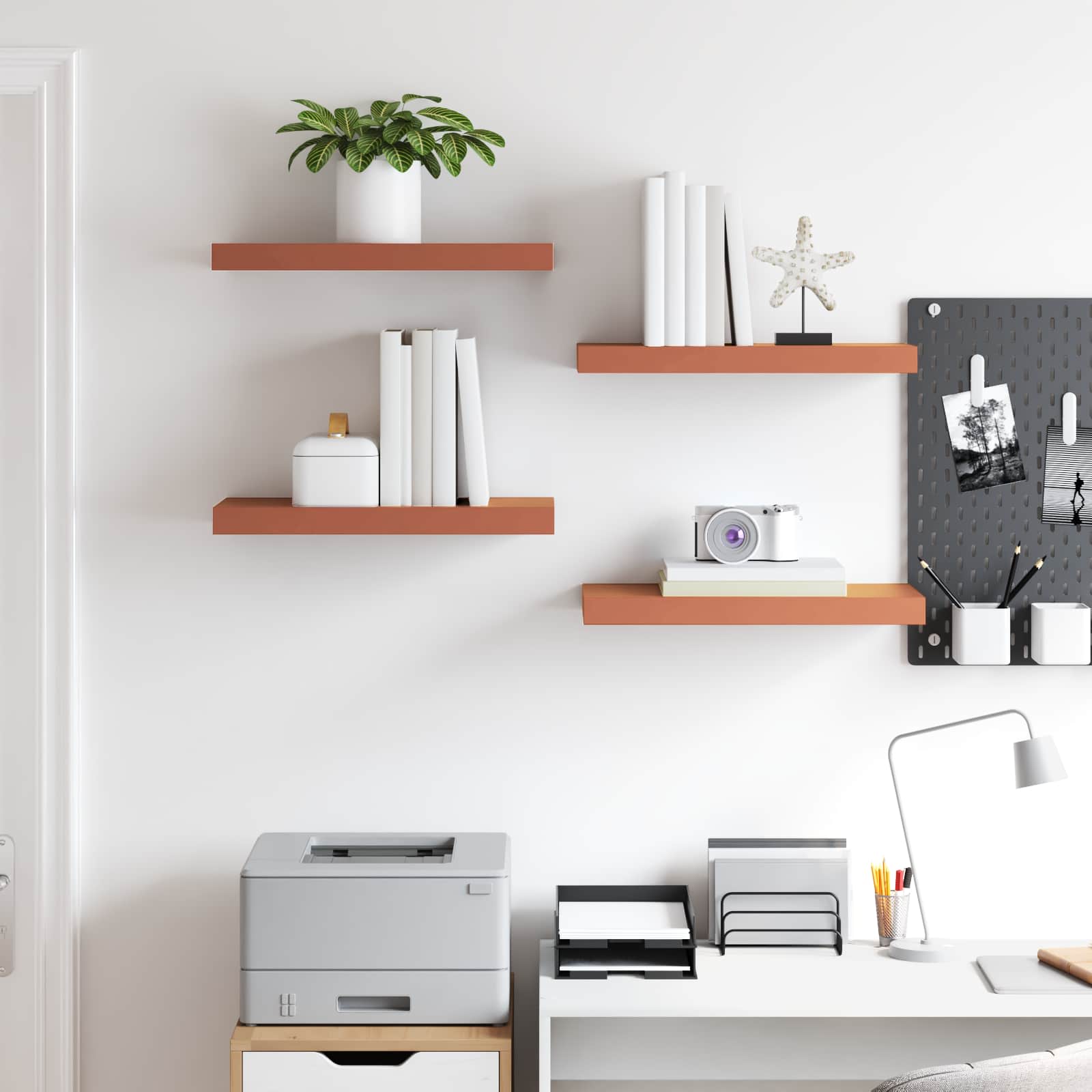 vidaXL Wall Shelf 4 pcs Red 50 x 23.5 x 3.8 cm Engineered Wood 4