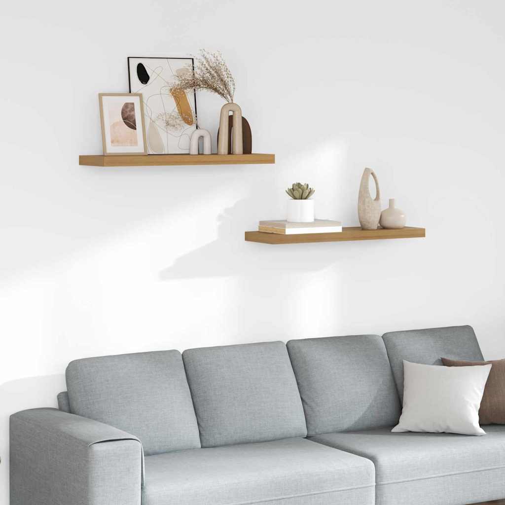 vidaXL Wall Shelf 2 pcs Brown 80 x 23.5 x 3.8 cm Engineered Wood 1