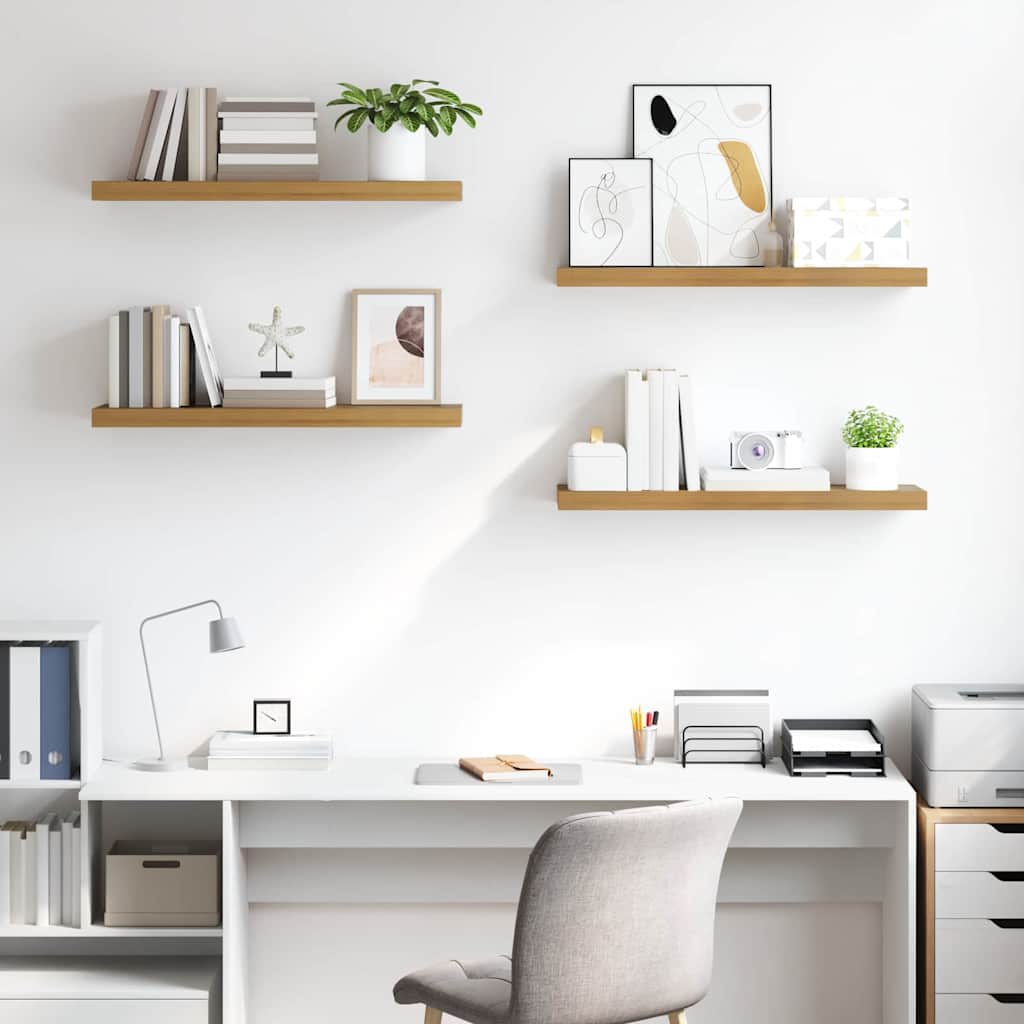 vidaXL Wall Shelf 4 pcs Brown 80 x 23.5 x 3.8 cm Engineered Wood 4