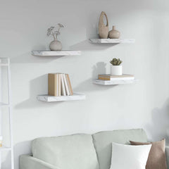 vidaXL Wall Shelf 4 pcs White Marble 40 x 23.5 x 3.8 cm 1